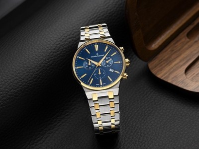 Claude Bernard by Edox - NEO 1973 Chronograph Herrenuhr Blau Bicolor Edelstahl