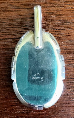 Vintage Navajo JM Sterling 22.44 gr. Turquois Pendant-Top Quality Stone - Picture 4 of 5