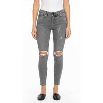 Vince Women Skinny Ankle Jeans Gray Distressed Size 25 Y2K 90s Cotton Stretch