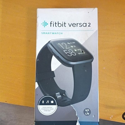 Fitbit Versa 2 Smartwatch 40mm Black Aluminum Case, Black Silicone Band, 4GB