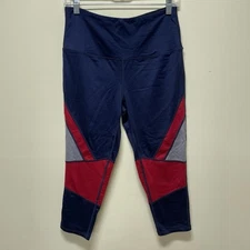 RUBY RIBBON Women's Capri Leggings Size Large Blue Athletic Stretch Athleisure