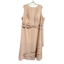 Plus Size Chiffon Formal Dress AW Bridal Blush Tiered Draped Waist Sleeveless 26