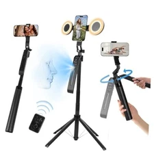 70.9" Auto Face Tracking Tripod 360° Rotation with Stand & Light, Phone Camera 