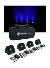 Rockville 4 Pack Mini RF1 V2 Black RGBWA UV DJ Par Wash Up Lights Bag RF Remote