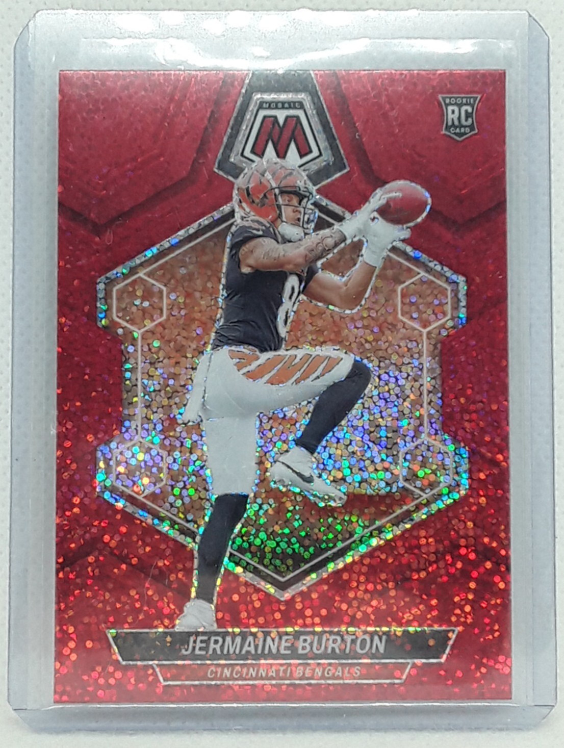 Jermaine Burton 2024 Mosaic Football - Red Sparkle RC #366 - Cincinnati Bengals