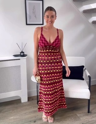 Abito Maxi Maglie Zara Zara Nuovo Con Etichetta Rosa Rosso