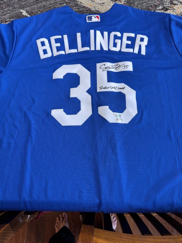 CODY BELLINGER Signed Nike DODGERS Jersey WS Patch & "2020 WS Champ"