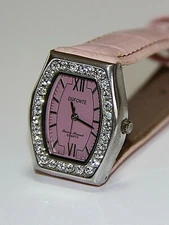Working Vintage Dufonte Lucien Piccard Woman's Watch, Pink Leather Strap 