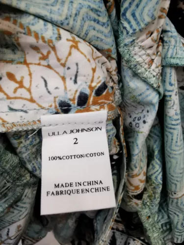 Ulla Johnson Damen-Midikleid Baumwolle V-Ausschnitt Puffärmel A-Linie - Bild 8 von 8
