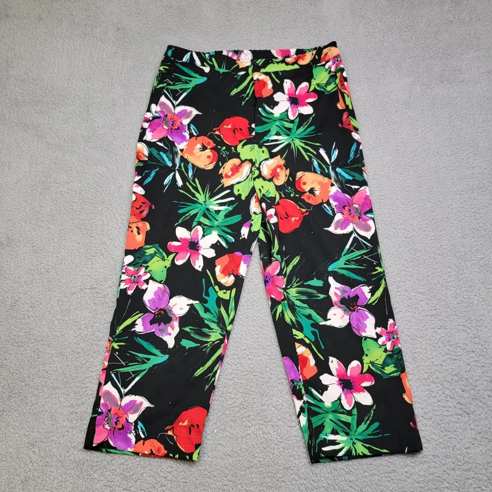 Erin London 成人中号花卉直筒女式裤子 — 第 2/4 张图片