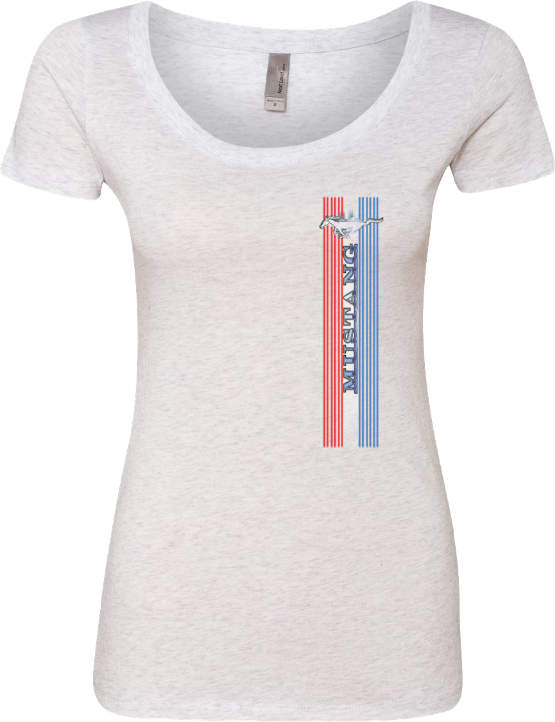 Buy Cool Shirts Ladies Ford Mustang T shirt Pony Logo Tri Bar Scoop Neck