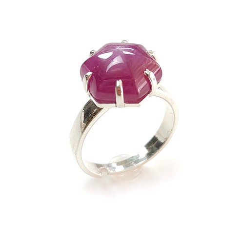 5.56gms Red Ruby Gemstone 925 Sterling Silver Prong Set Adjustable Ring For Gift - Picture 5 of 8