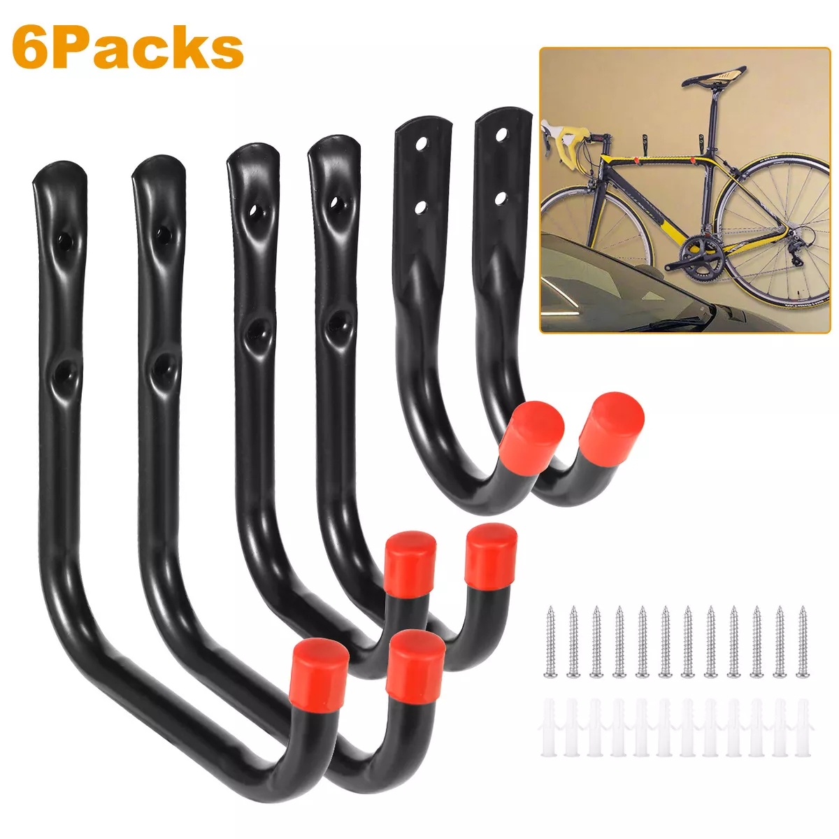 6 Packs J-Shape Utility Hooks For Hanging Heavy Duty Garage Wall Mount  Storage