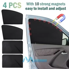 4Pcs  Magnetic Car Side Front Rear Window Sun Shade Curtains Cover UV Shield US