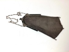 Antique Art Deco Gun Metal Floral Frame 3 Ball Mesh Purse