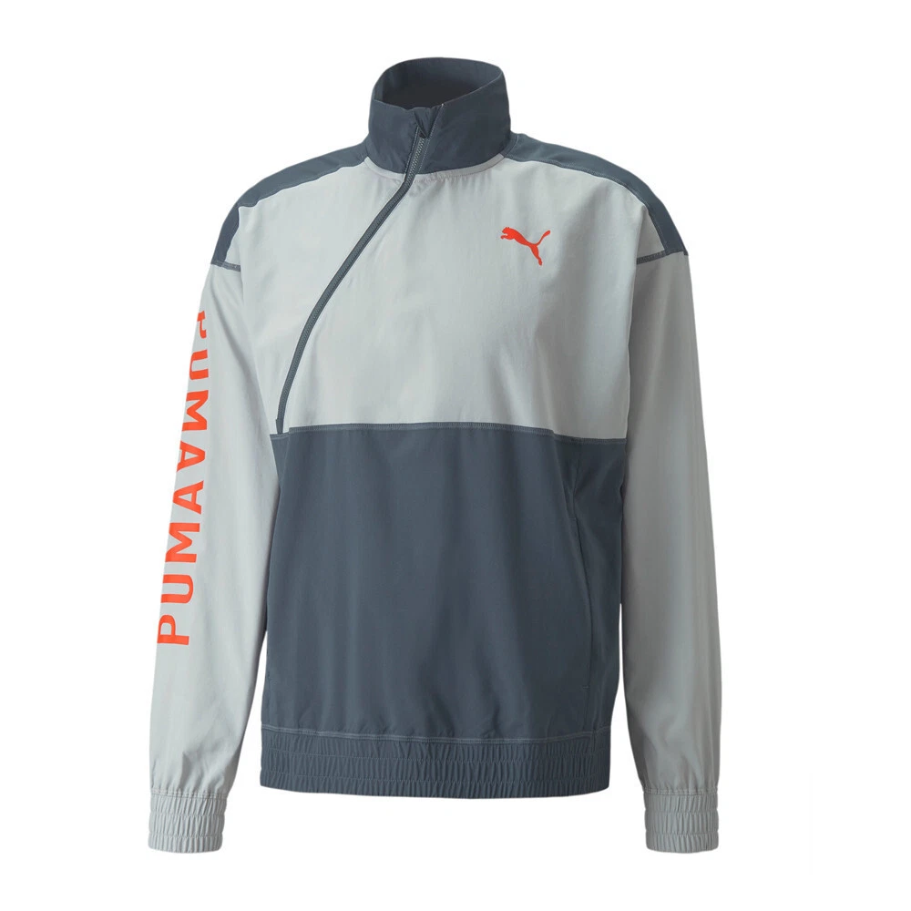 Coupe Vent 1 2 Zip Gris Homme Puma Train Logo eBay