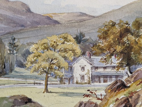 Antique 1870s Original watercolour painting unsigned Manor House landscape - Picture 11 of 16