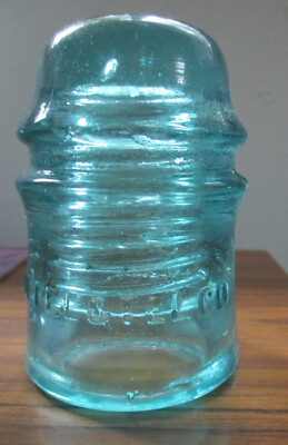 Teal Blue AM TEL & TEL Co Railroad Insulator Green Aqua Glass