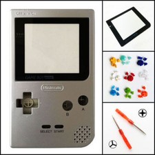 Nintendo Game Boy Pocket GBP Replacement Housing Shell Screen Silver BUTTONS 