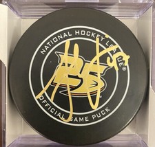Hampus Lindholm Autographed Anaheim Ducks Game Puck NHL