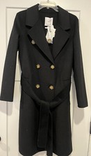 Mango Mng Double-breasted Long Belted Recycled Wool Coat Size Xs