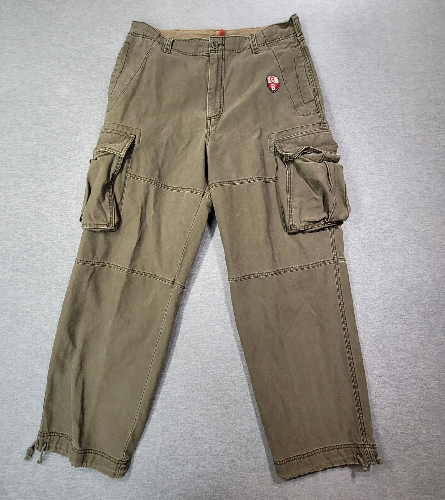 Vintage Old Navy Cargo Pants Mens 34x32 Military Green Patches Paratrooper Baggy
