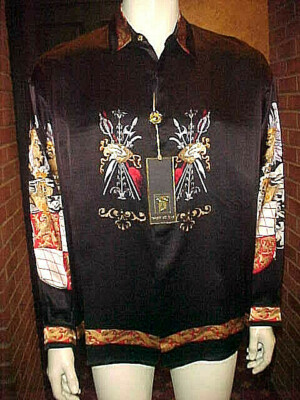 NWT MENS CREME DE SILK BLACK GOTHIC SILK SHIRT  MERLIN 7104 SIZE MEDIUM