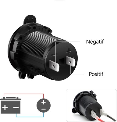Prise allume cigare tanche 12V/24V avec cbles auto moto bateau batterie  charge | eBay