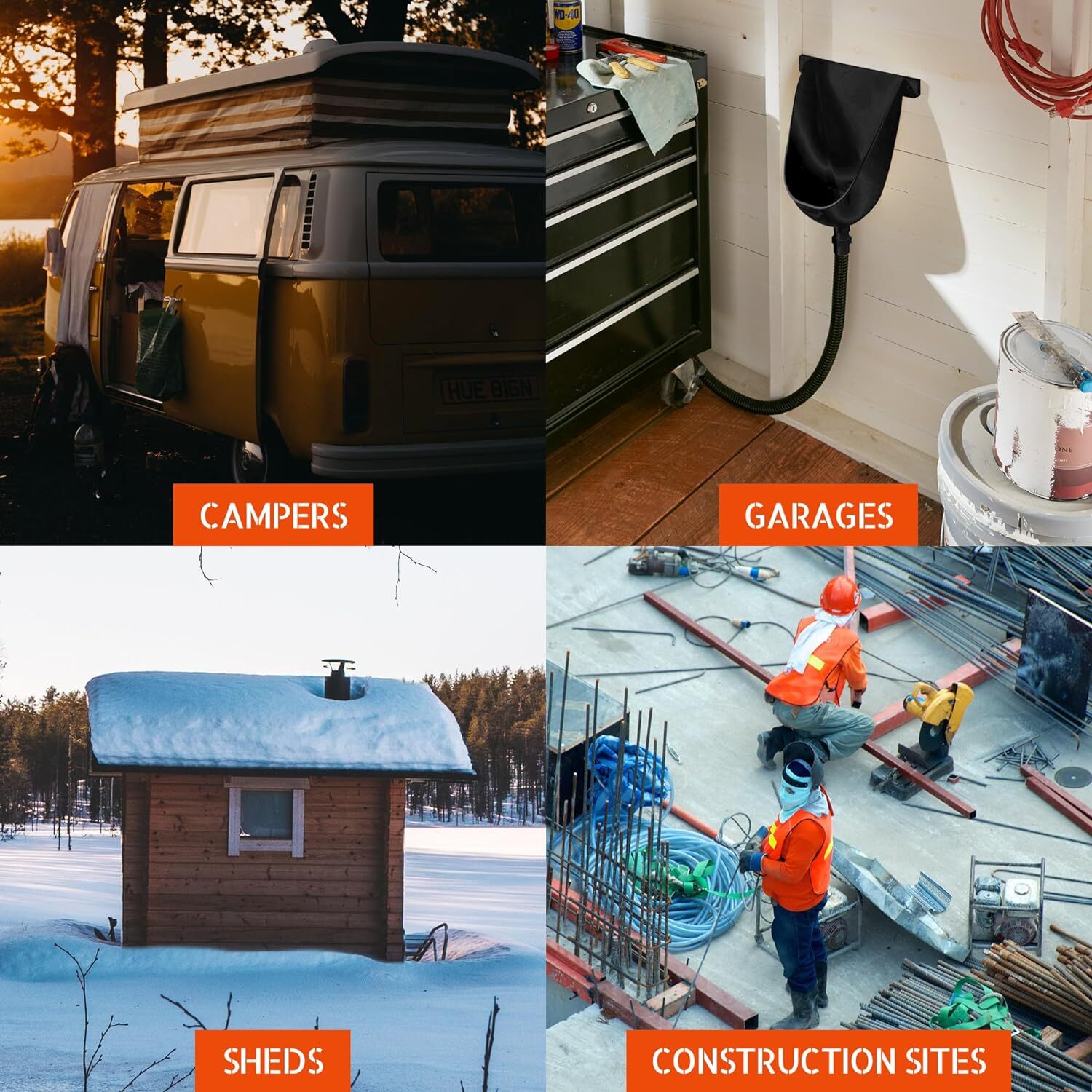 Waterless Urinal for Men (Black), Plastic Urinals for Men's Garage