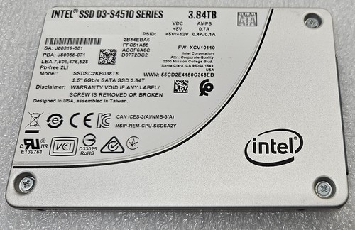 SSDSC2KB038T8 Intel D3-S4510 Series 3,84 To 6 Go/s SSD SATA - 96 % de durée de vie restante