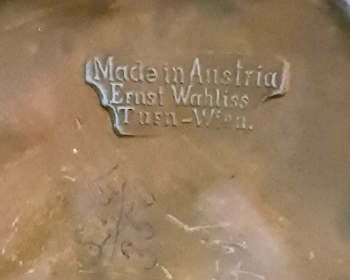 Antique Ernst Wahliss Austria Art Nouveau Pottery Wall Plaque Woman Flowers 13". - Picture 9 of 18