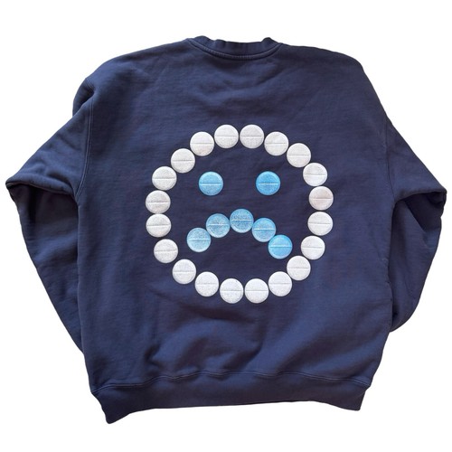 Felpa blu Money Is A Drug M pullover pesante realizzata 100% cotone - Foto 2 di 8