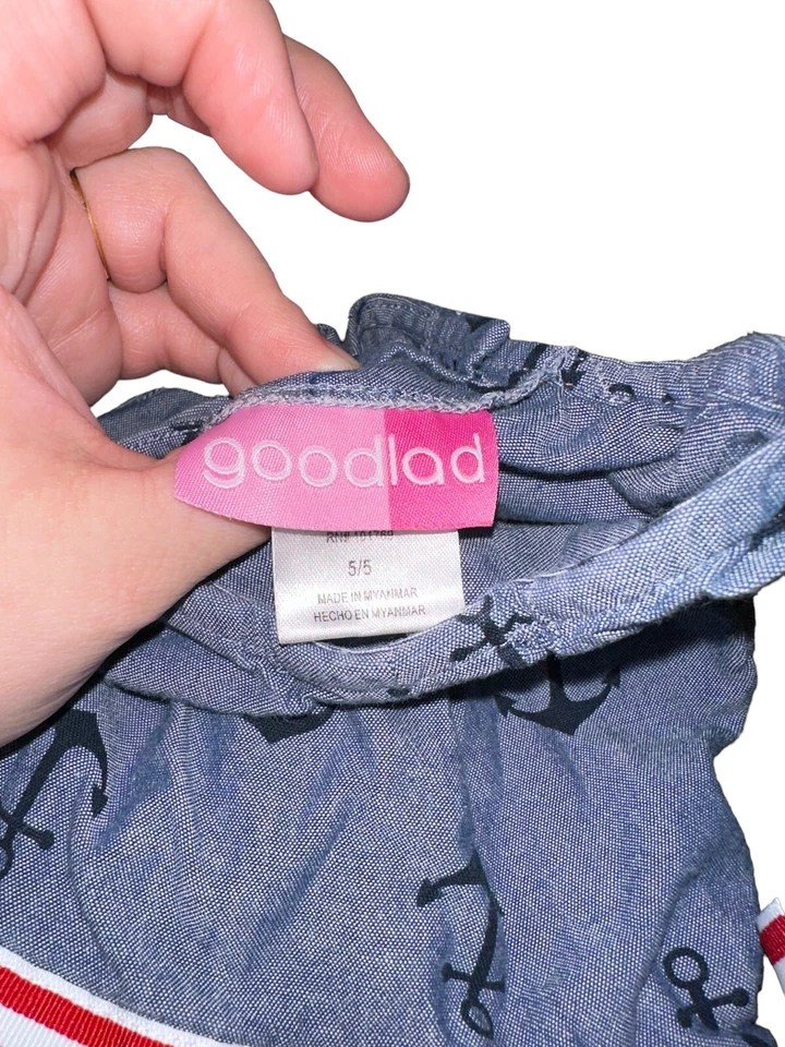 Vestido sin mangas Good Lad niñas talla 5 cambray anclas náutico Foto 4 de 4