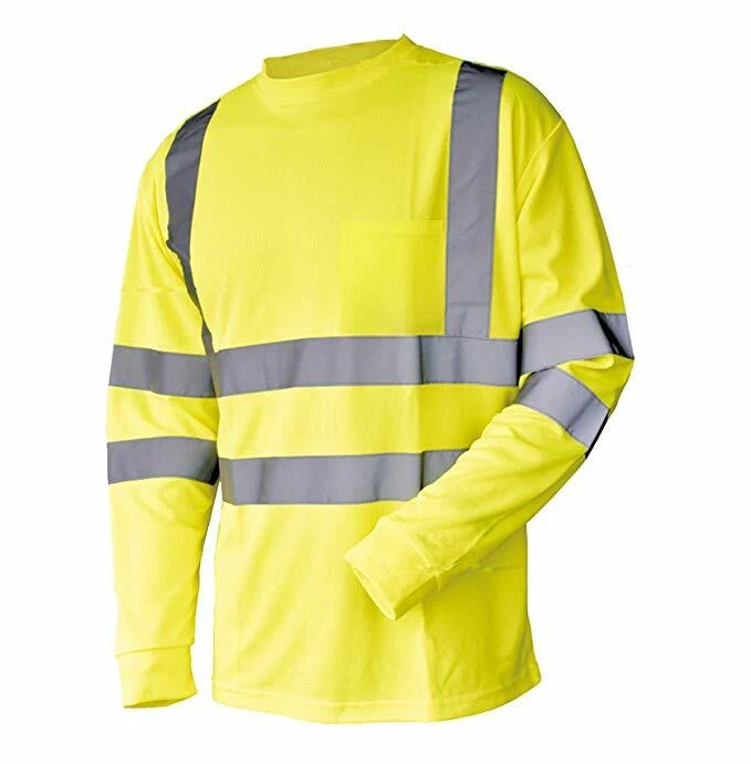Hi Vis T Shirt ANSI Class 3 Reflective Safety Lime Short Long Sleeve Road Work image 6