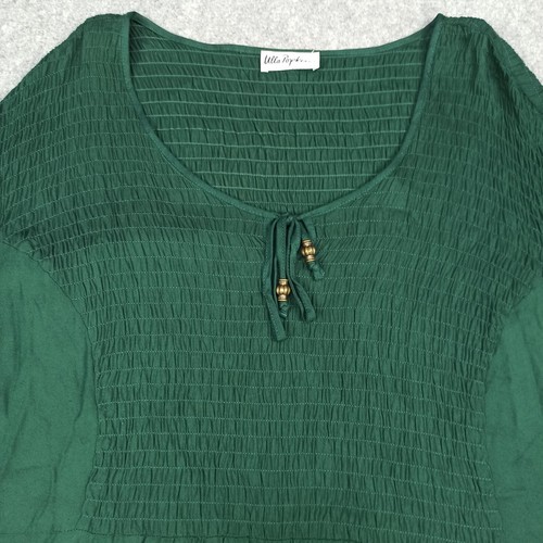 Ulla Popken Blouse Size EU 58/60 UK 32/34 Green Viscose Shirt Top Embroidered - Picture 3 of 13