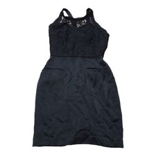 Kay Unger 100% Silk / Lace Pencil Dress Women's 6 Little Black Knee Length 