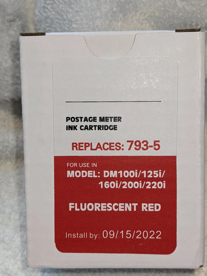 Tinta roja Pitney Bowes® equivalente OEM 793-5 DM100, DM100i, DM200L, P700 postal Foto 2 de 4