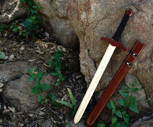 Children's Wooden Toy Medieval Knight Sword for Costume and Play - With Wooden S - Picture 2 of 10