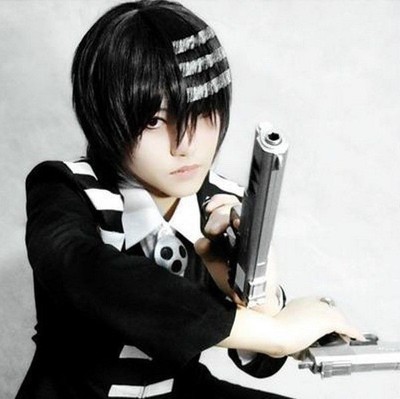 For Cosplay Soul Eater Death The Kid Short Black Silver Wig Party