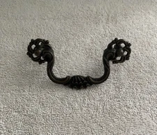 Vintage Drawer Pull Clam Shell Style with Rosettes Brass Keeler Brass Company