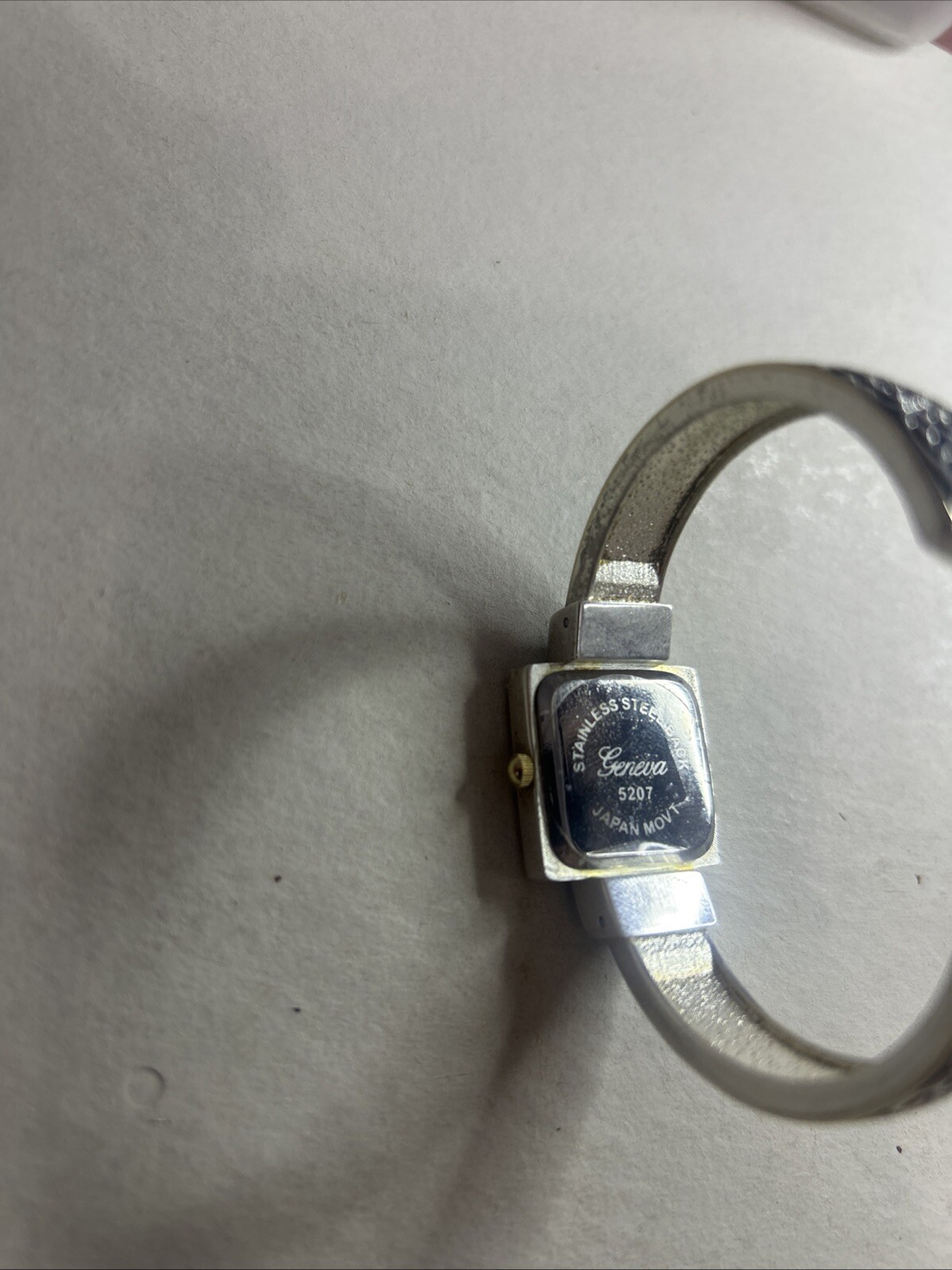 Geneva Watch Silver Tone Scroll Pattern Cuff Band… - image 2