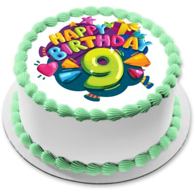 9.Geburtstag Tortenaufleger Muffin Party Deko Cupcake Geschenk statt Karte eßbar