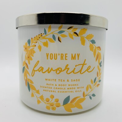 1/BATH & BODY WORKS WHITE TEA AND SAGE 3-WICK SCENTED CANDLE 14.5 FL OZ *NEW*