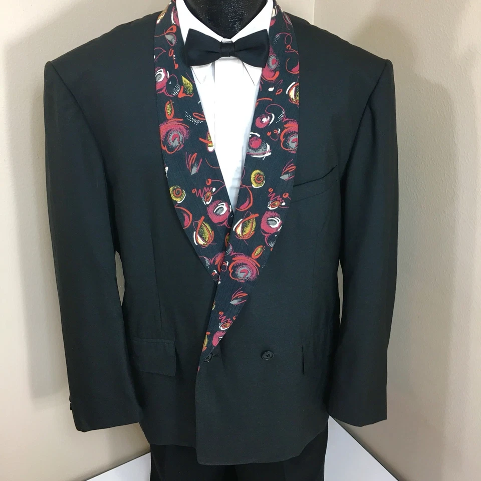 Chaqueta de Colección Años 50 A Medida Bomba ATÓMICA CUELLO CHAL Esmoquin Fumar DB ROCKABILLY Esmoquin Foto 2 de 4