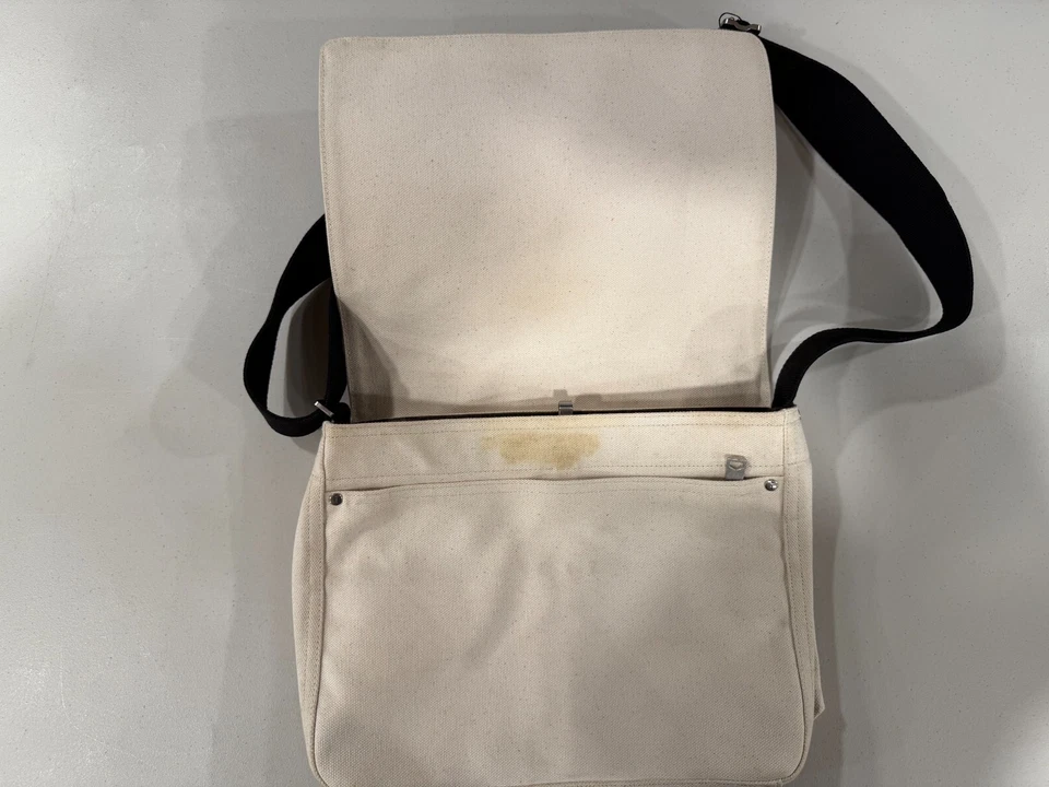 JACK SPADE Canvas Off White Raw Canvas Messenger Laptop Bag with Shoulder Strap - Image 4 of 4