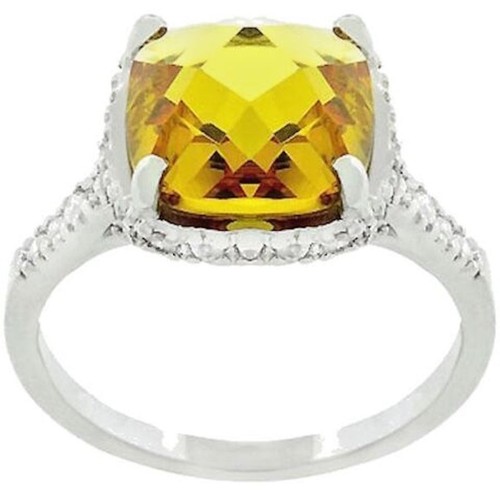 Faceted Rose Cut Canary Yellow Cocktail Anniversary Ring Size 9 - Picture 2 of 7