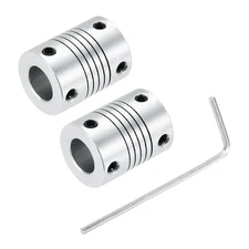 2Pcs 10mm to 10mm Shaft Coupling L25xD19 Flexible Coupler Beam Silver