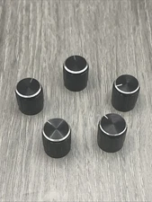 5x Aluminum Potentiometer Knob Volume Tone Control Knurled Shaft 6mm Black