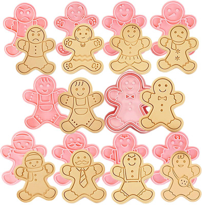 10PCS 3D Gingerbread Man Cookie Cutters Christmas Cookie Cutter Set Biscuit Cutt