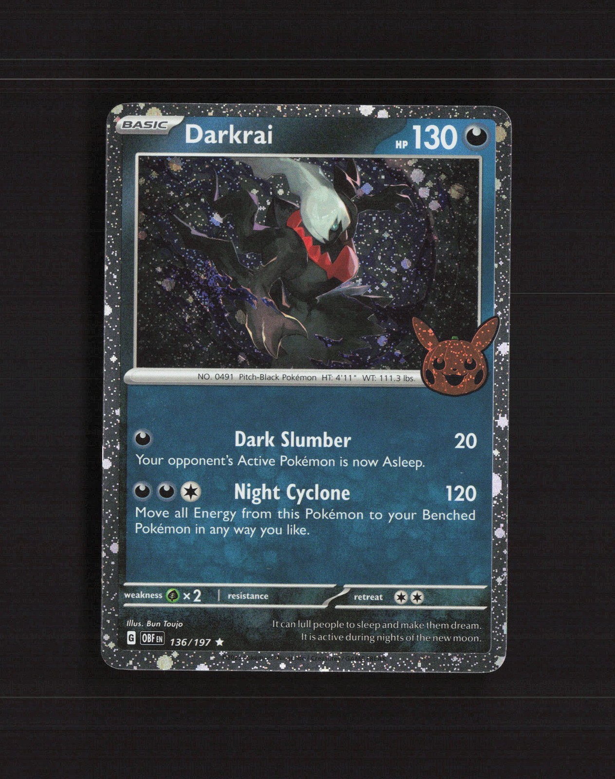 Darkrai 136/197 Obsidian Flames Cosmos Holo Rare Holo SWIRL Pokemon Card LP+